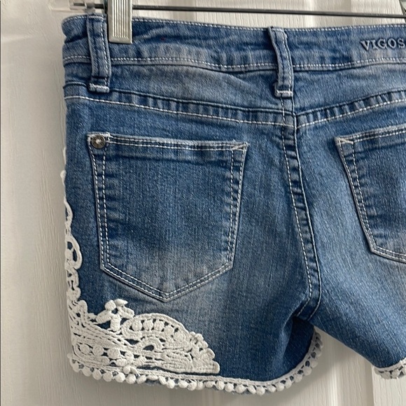Vigoss The Jagger Short Blue Denim with Lace Appliqué & Distressed Kids Size 12 - Picture 6 of 12